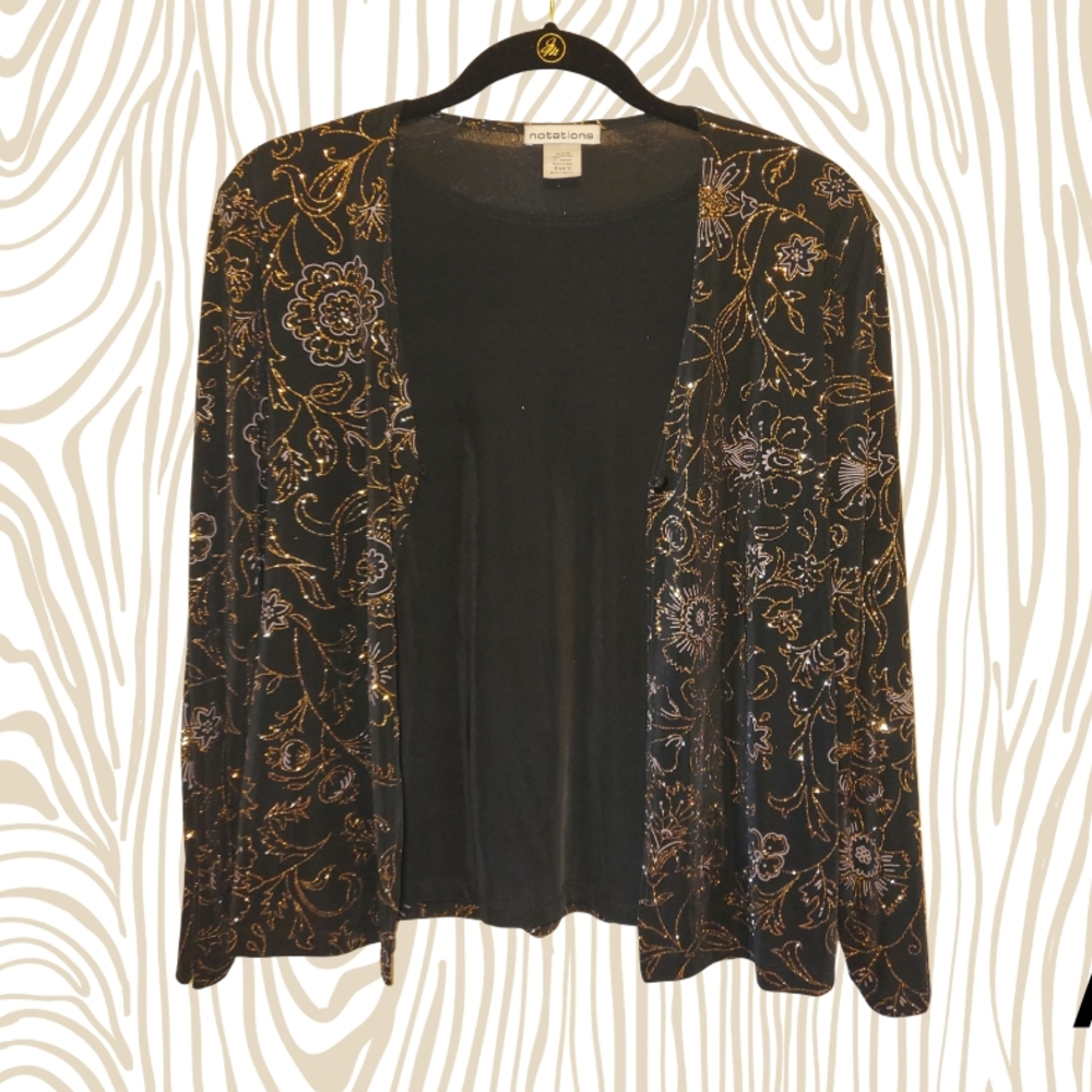 Black and Gold Floral Cardigan